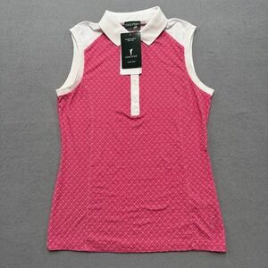 NEW Golfino Golf Polo Shirt Women's Small Pink Floral Sleeveless Athletic Tennis